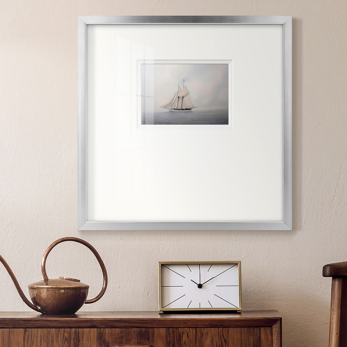 Foggy Sail III Premium Framed Print Double Matboard