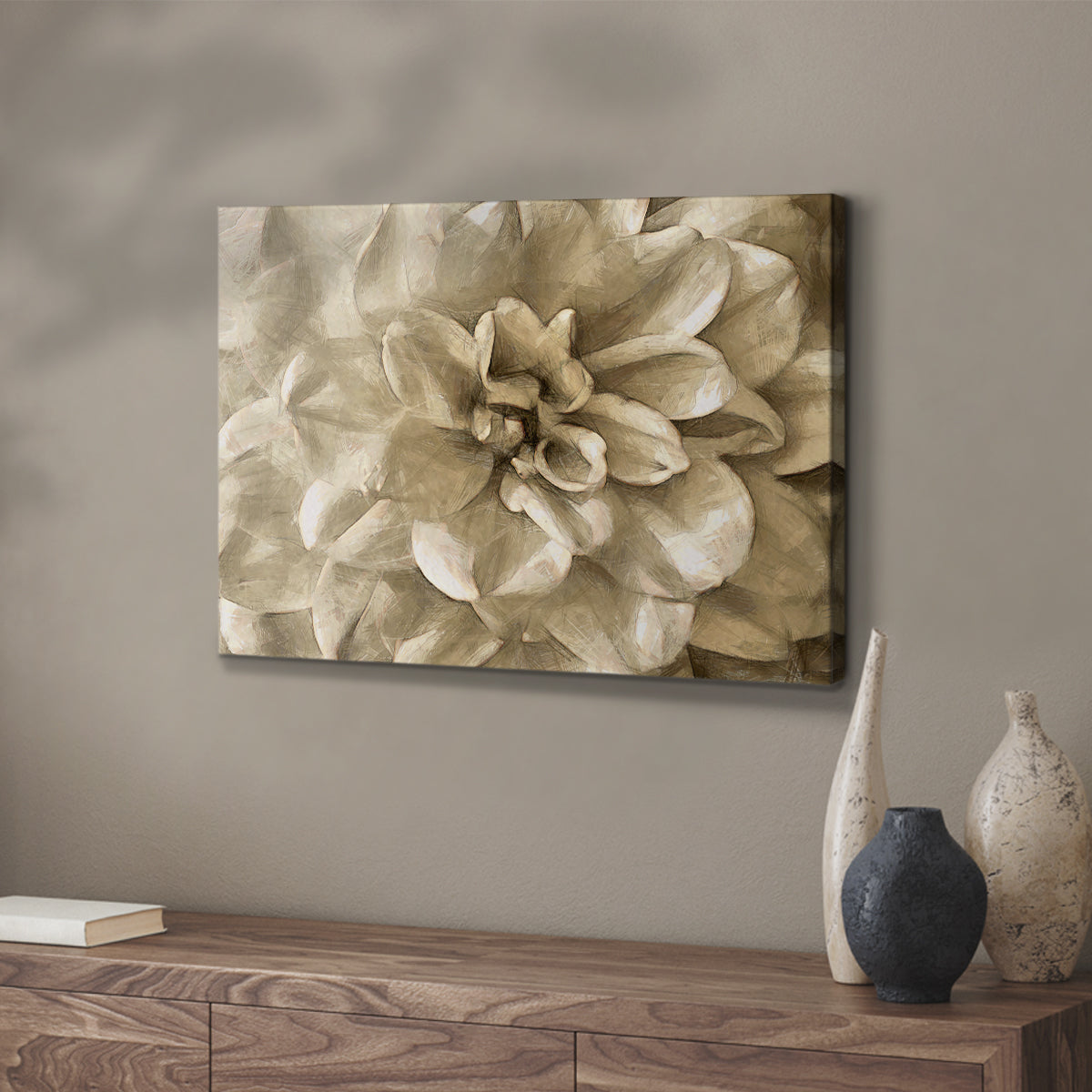 Neutral Wall Flower III - Canvas Art Print