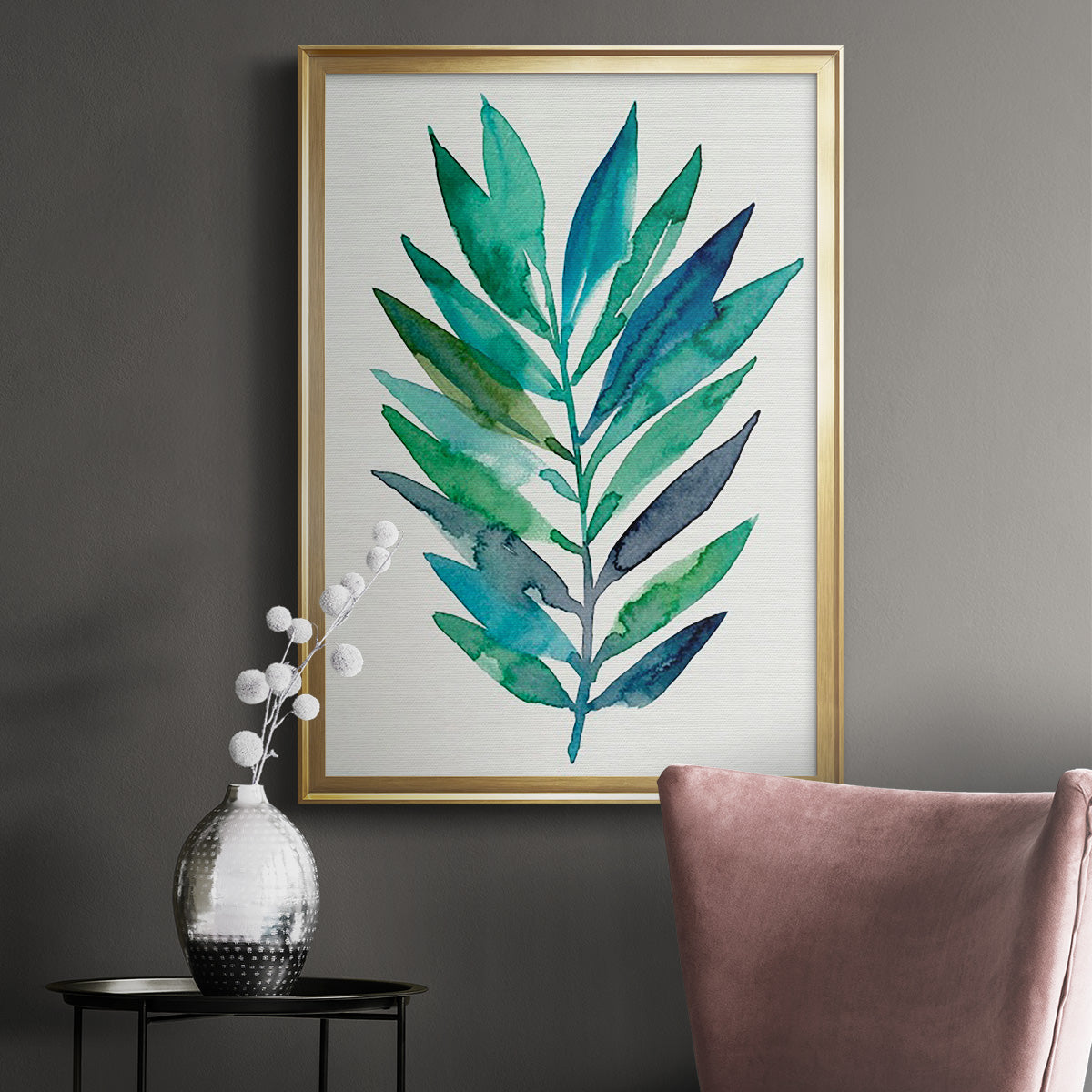 Palm Frond Flow II - Modern Framed Canvas Print