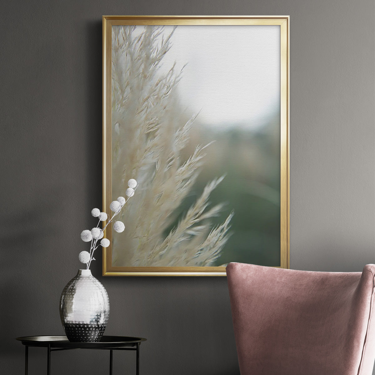 Subtle Grasses I - Modern Framed Canvas Print