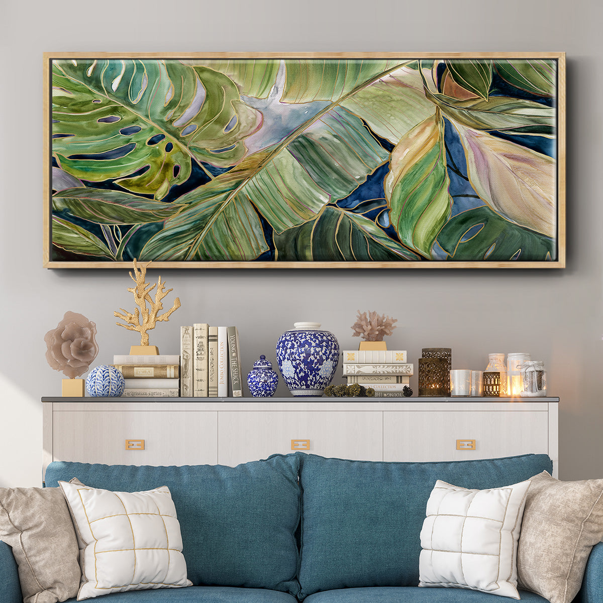 Sun Tipped Tropicals - Floater Framed Canvas Print