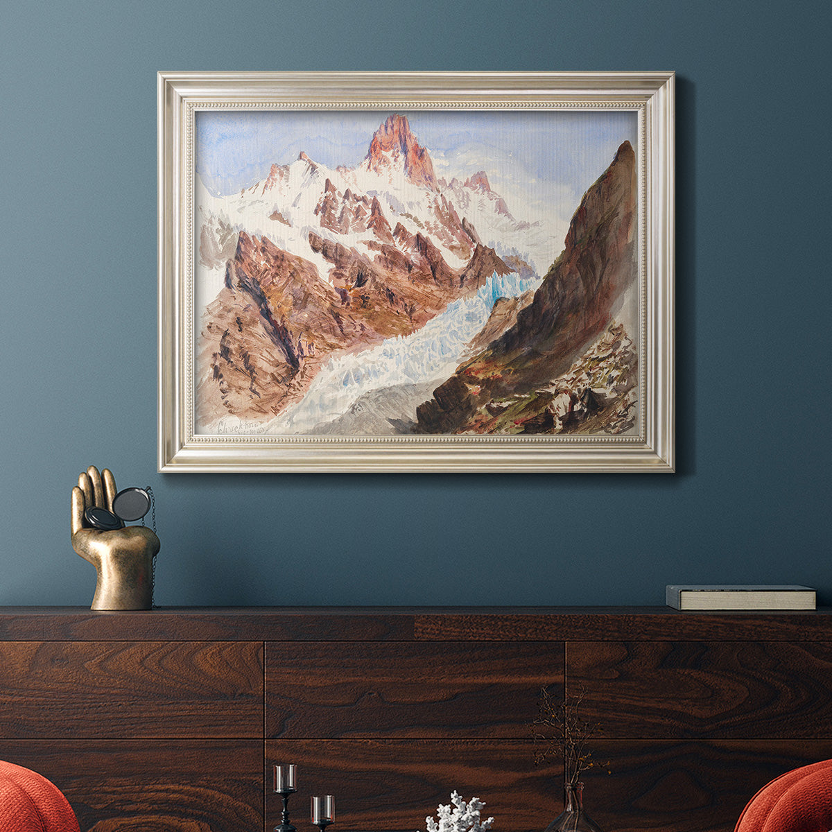 Schreckhorn, Eismeer - Ornate Framed Canvas Print