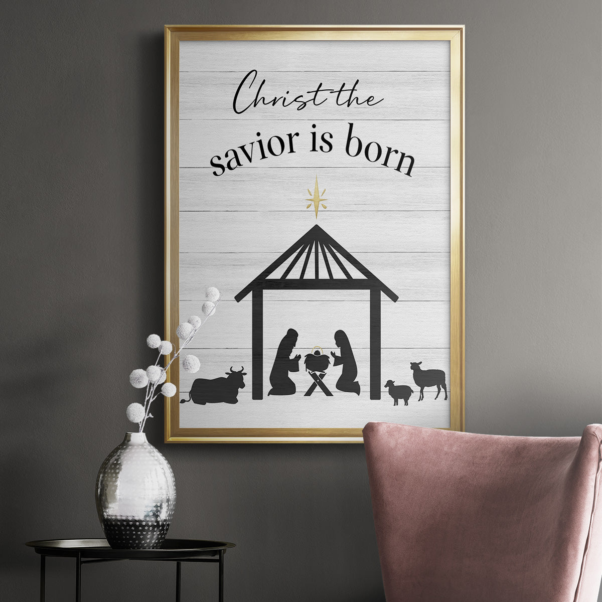 The Savior is Born - Modern Framed Canvas Print
