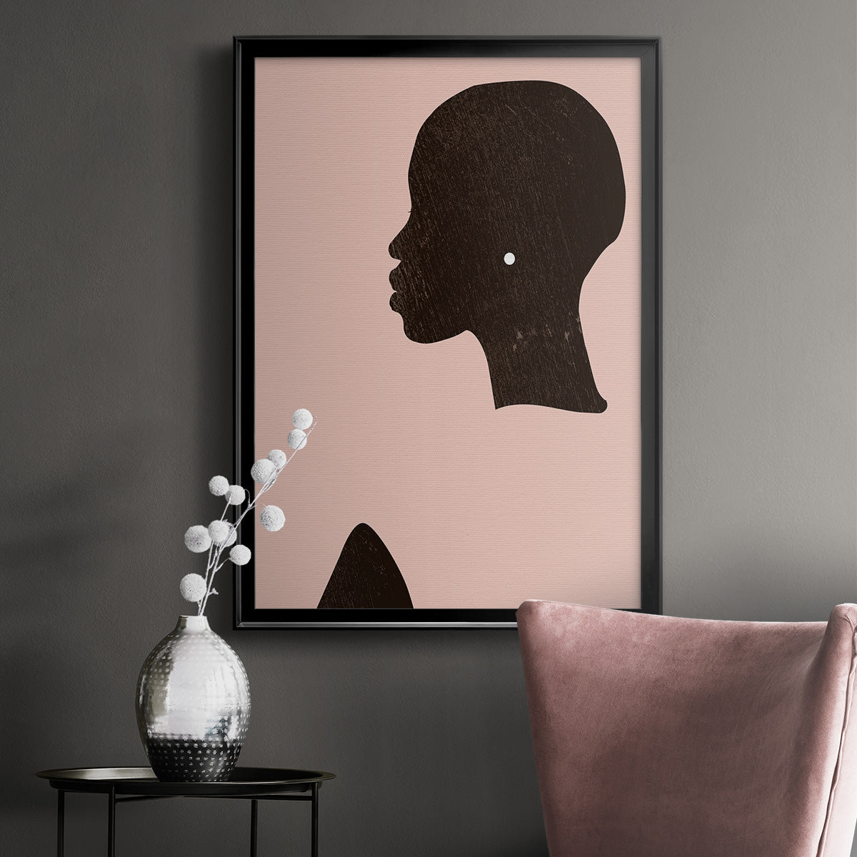 Pink Silhouette I - Modern Framed Canvas Print