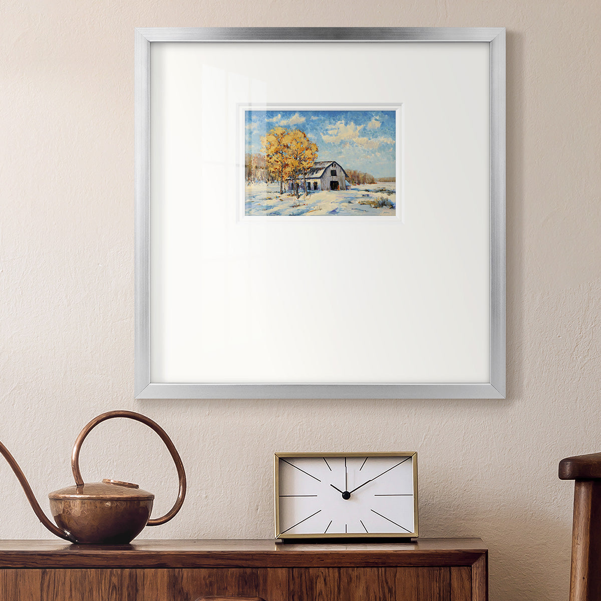 Autumn Barn- Premium Framed Print Double Matboard