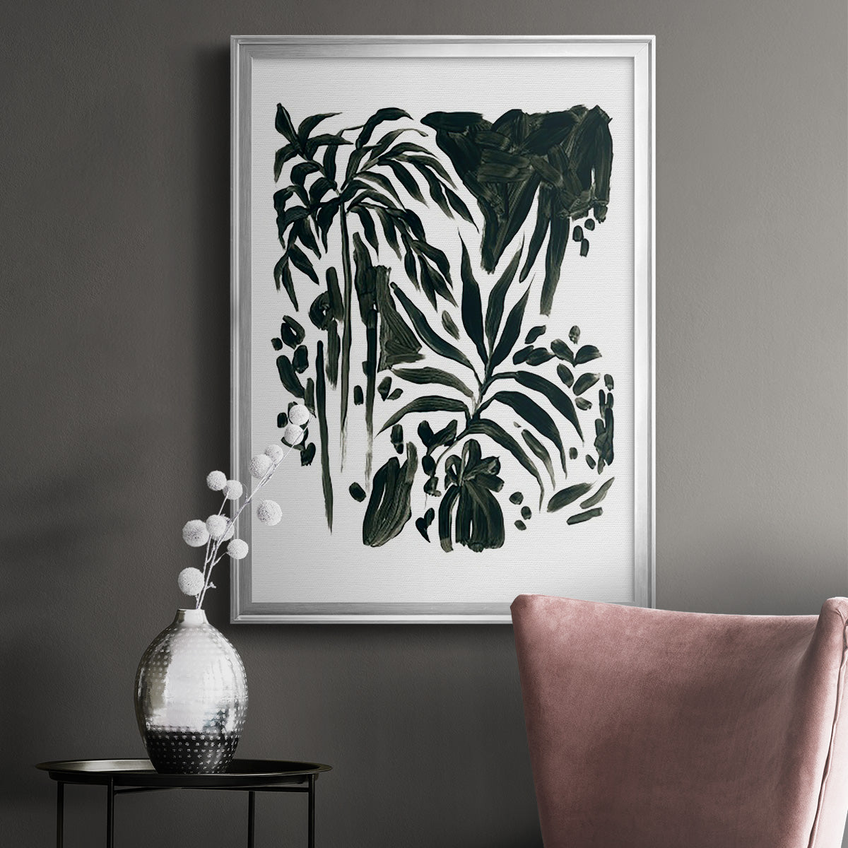 Ink Jungle II - Modern Framed Canvas Print
