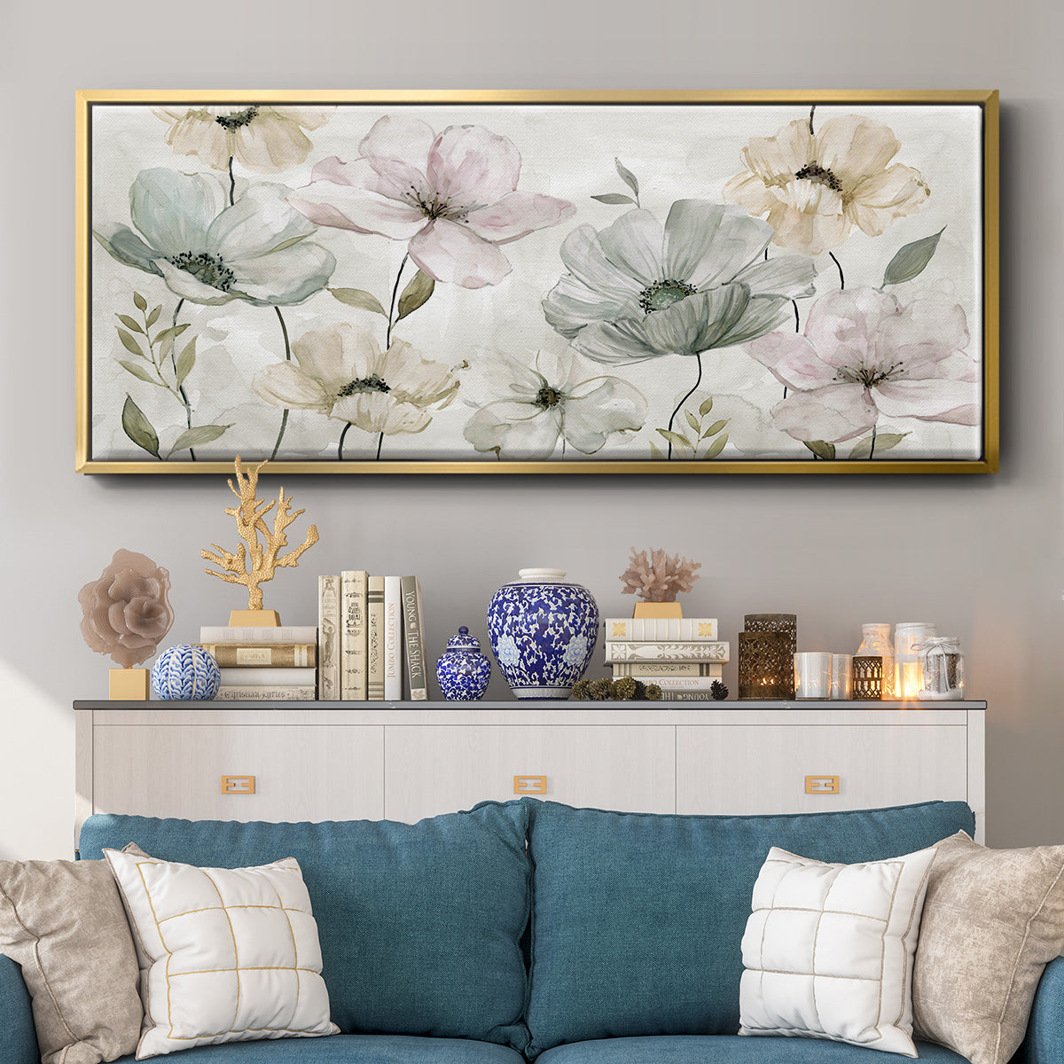 Garden Grays - Floater Framed Canvas Print
