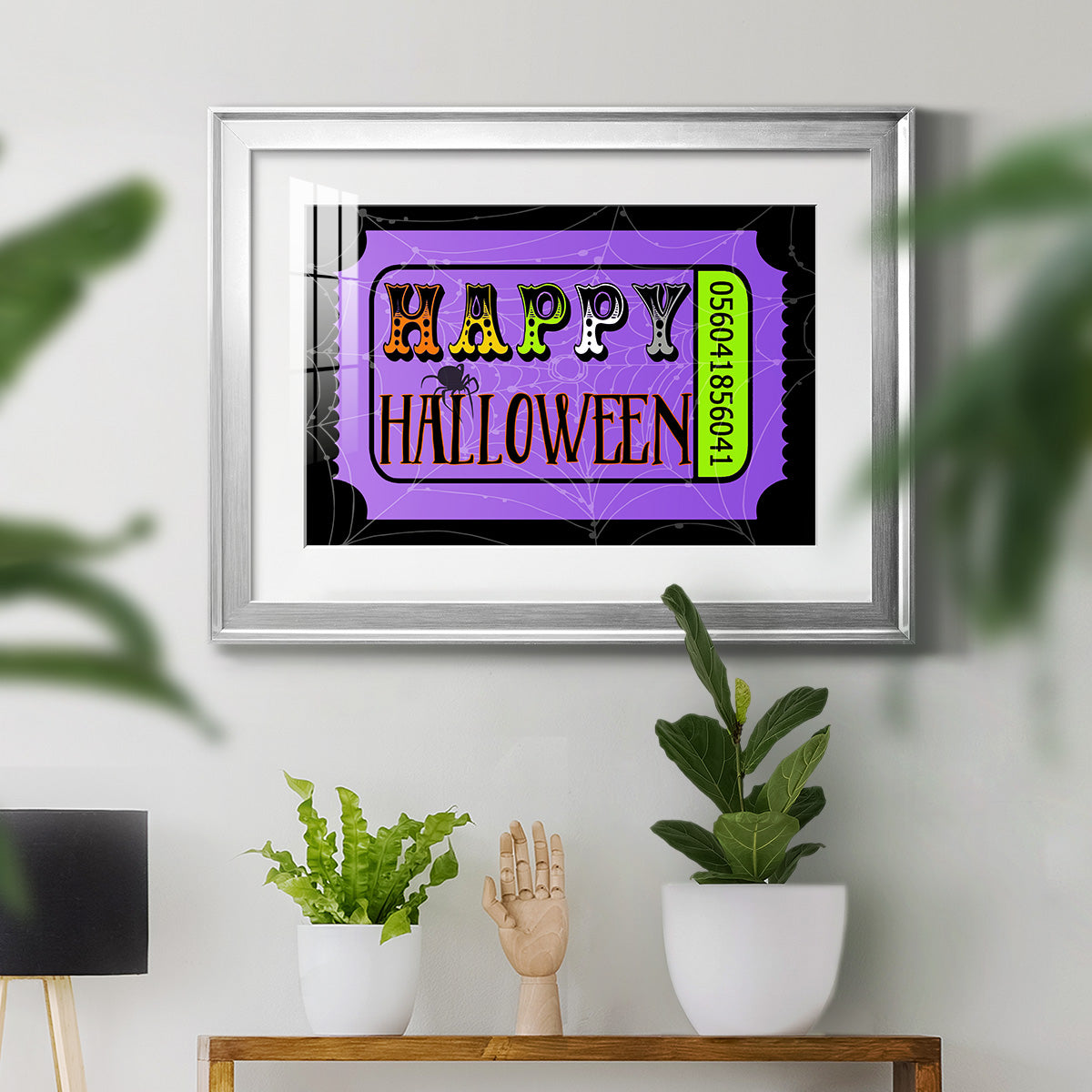 Happy Halloween Ticket - Modern Framed Art Print