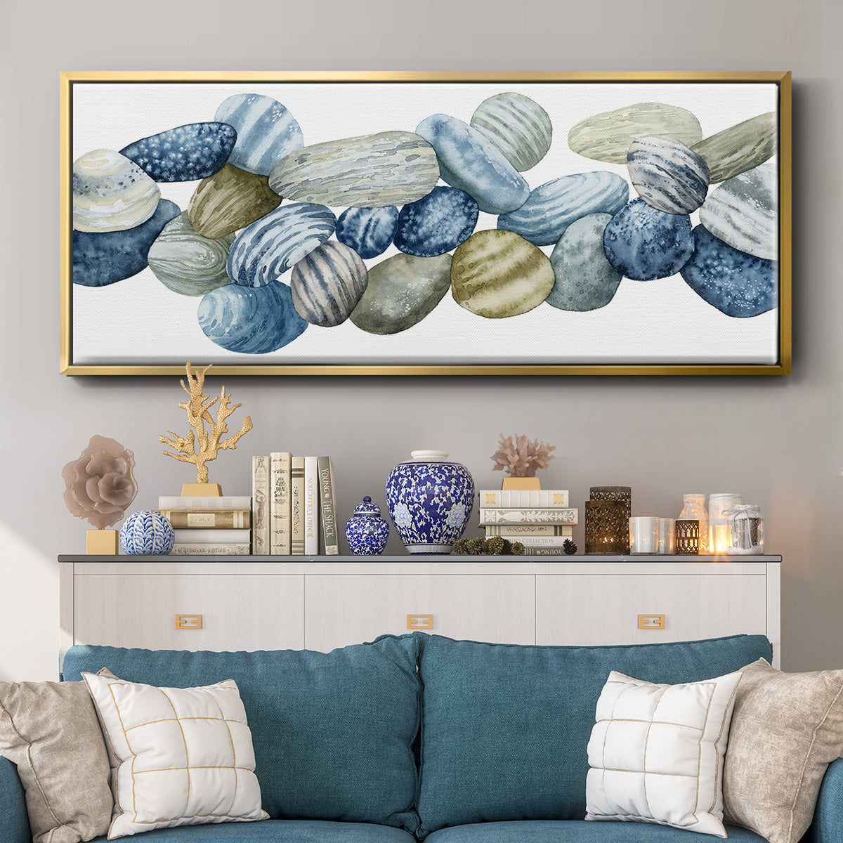 Found Pebbles III - Floater Framed Canvas Print