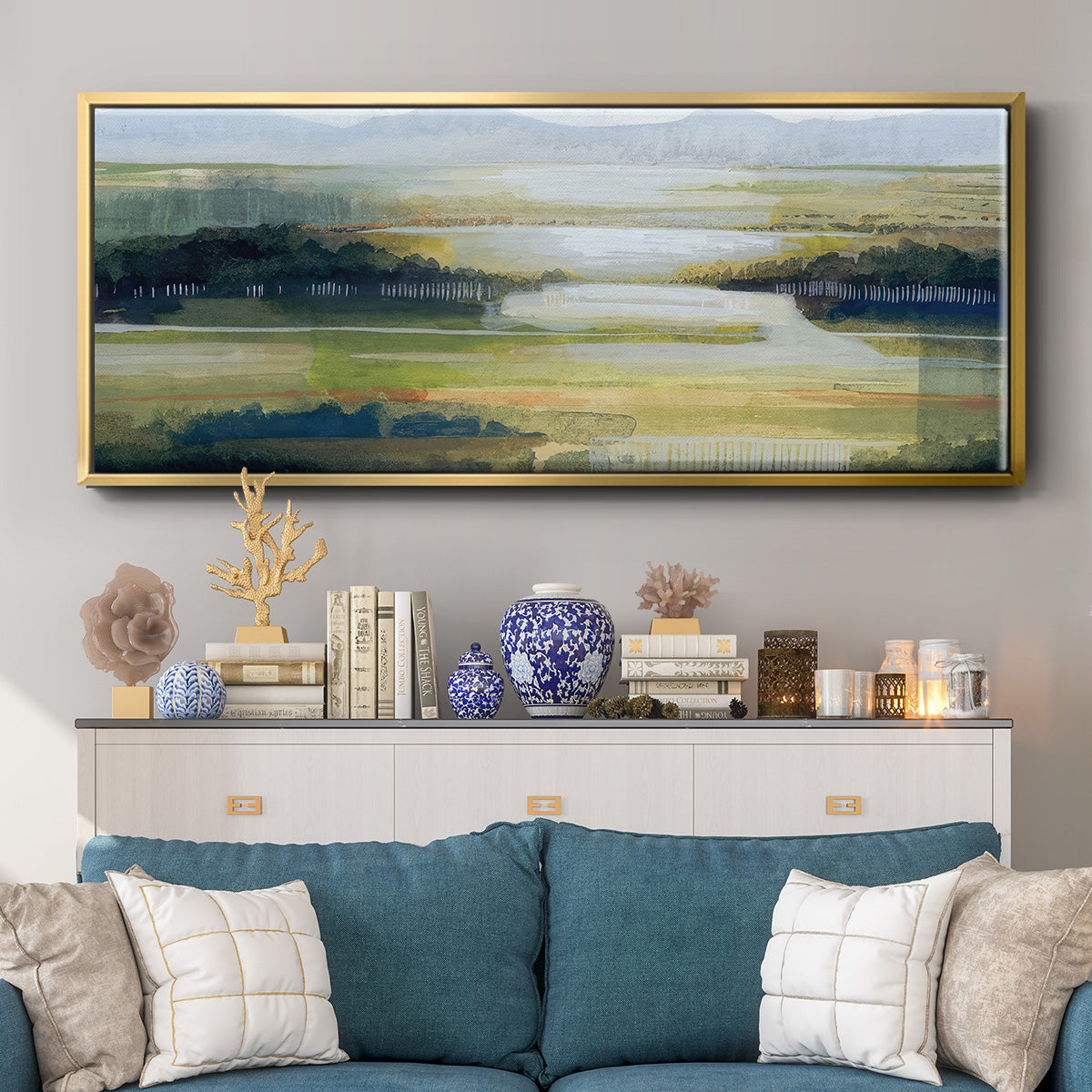 Lime Strata II - Floater Framed Canvas Print