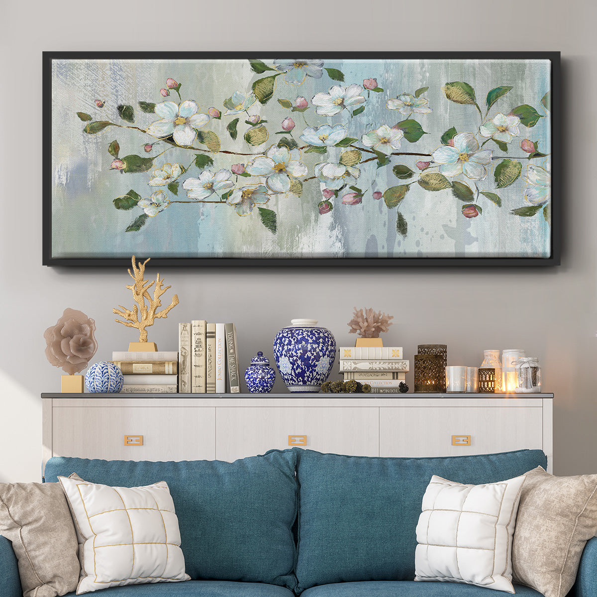 Painterly Blossoms - Floater Framed Canvas Print