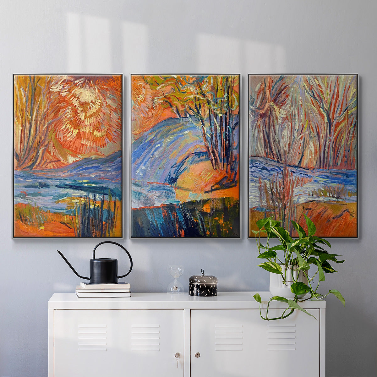 Cadmium Winter Solstice I - Framed Premium Gallery Wrapped Canvas L Frame 3 Piece Set - Ready to Hang