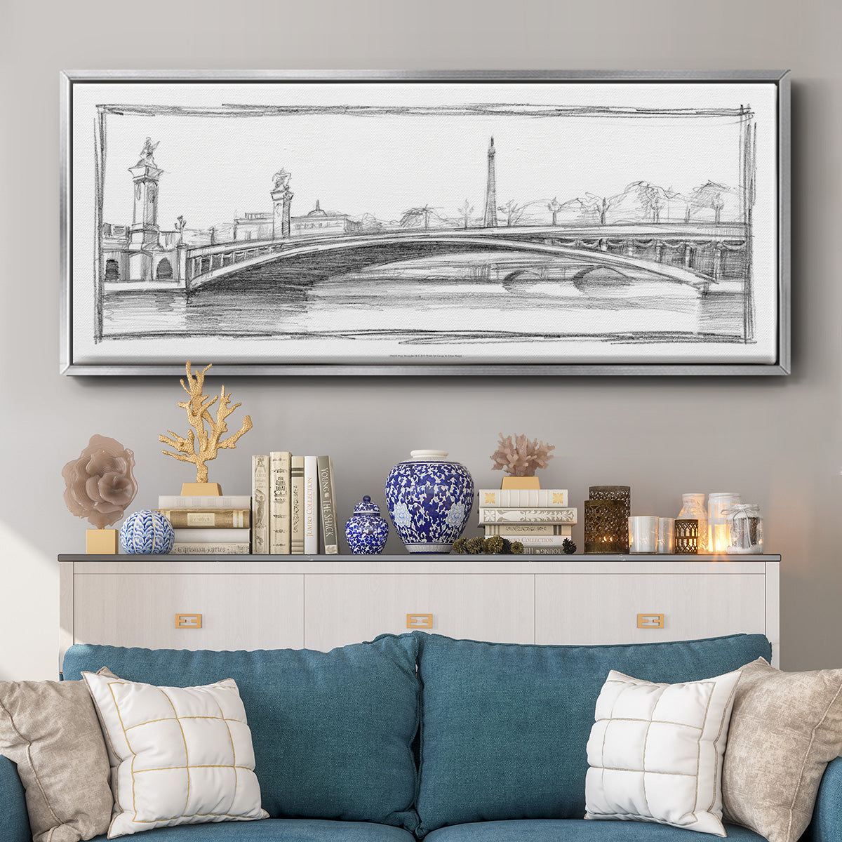 Pont Alexandre III - Floater Framed Canvas Print