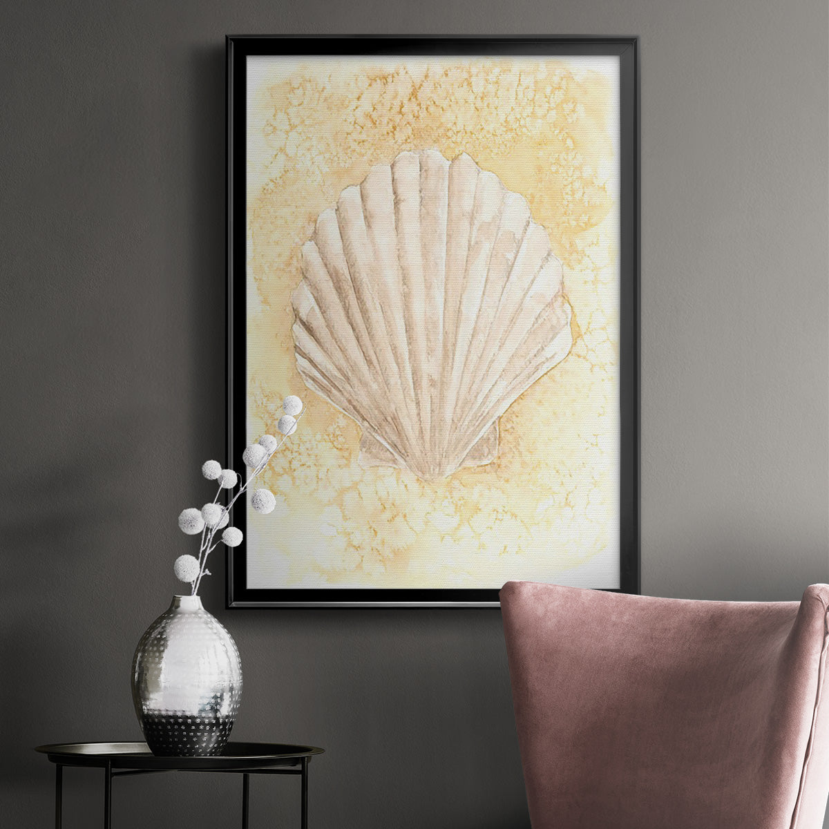 Salty Seashell II - Modern Framed Canvas Print