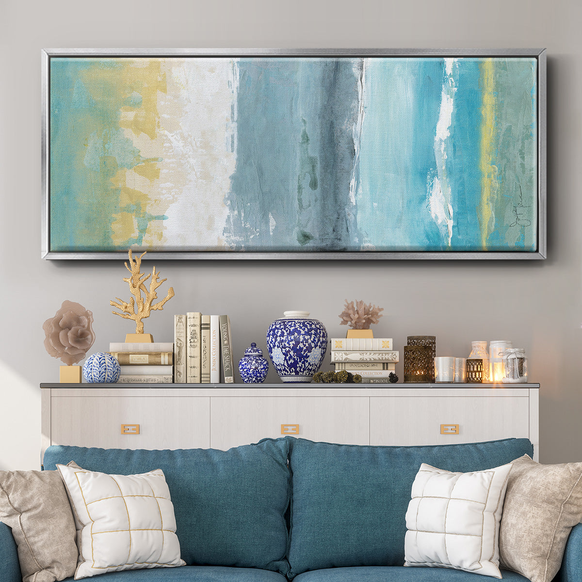 Beach Walk I - Floater Framed Canvas Print