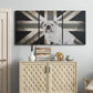 Three-panel canvas wall art featuring black and white animal collage, displayed above a cabinet in an entryway.