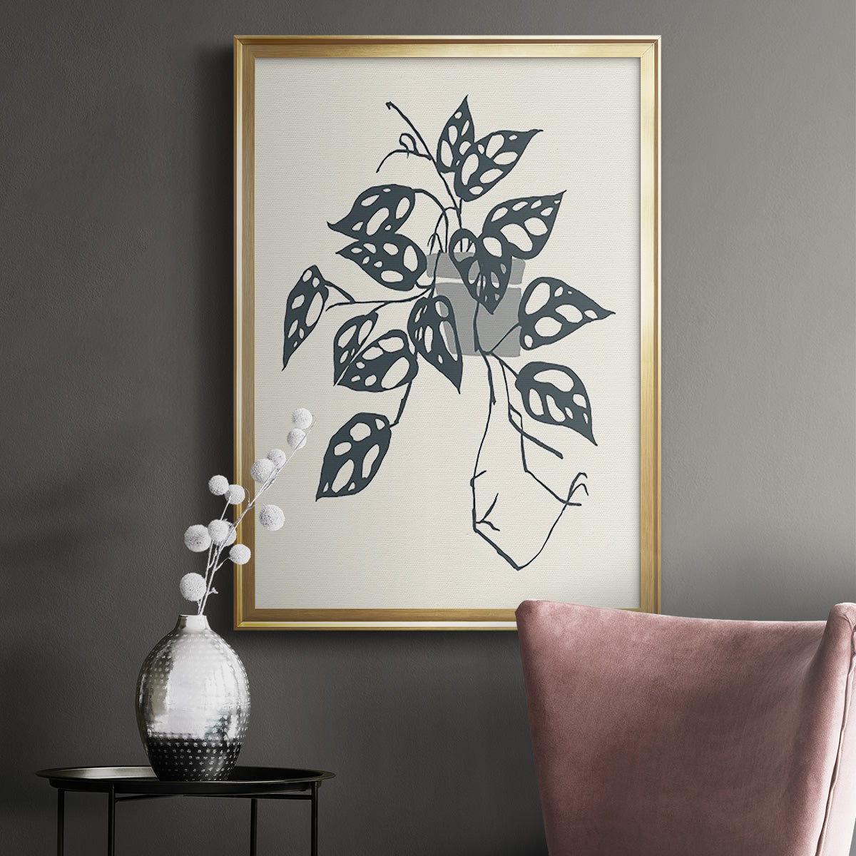 Growing Leaves III - Modern Framed Canvas Print