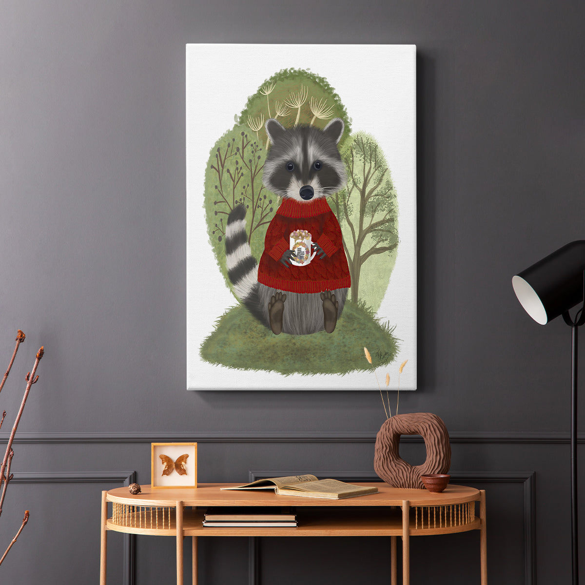 Hot Chocolate Raccoon - Canvas Art Print