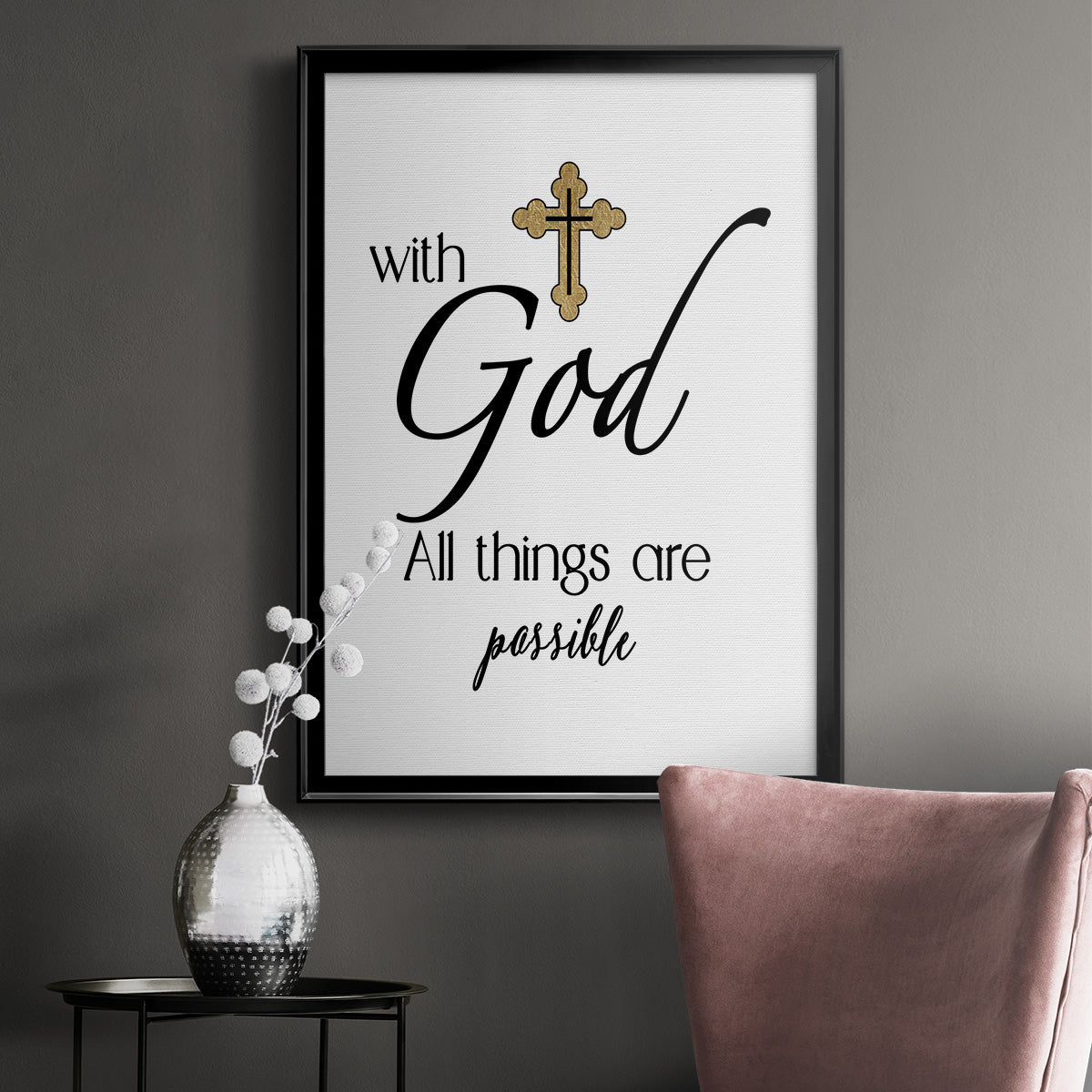 All Things Possible Gold - Modern Framed Canvas Print