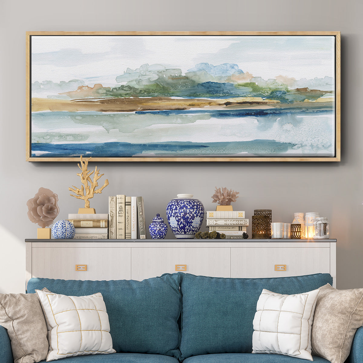 Blue Solace - Floater Framed Canvas Print