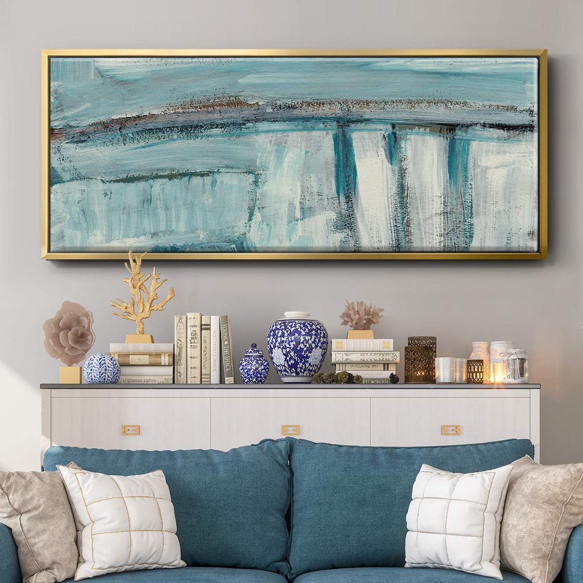 Acqua I - Floater Framed Canvas Print