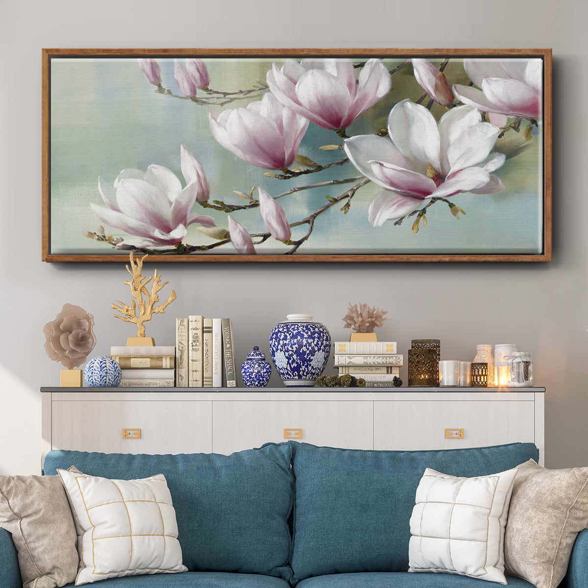 Magnolia Morning - Floater Framed Canvas Print