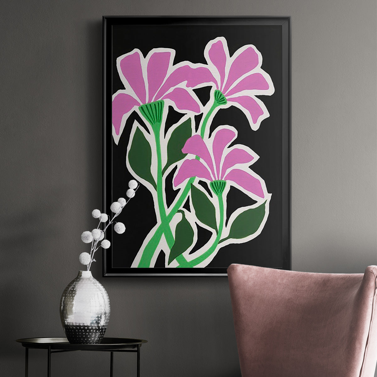 Pop Flowers V - Modern Framed Canvas Print