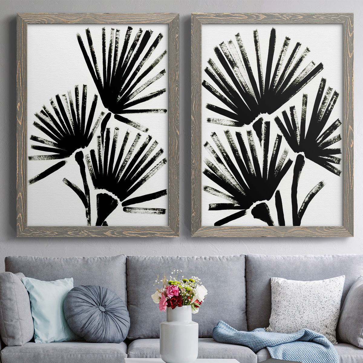 Fan Brush I - Premium Framed Canvas 2 Piece Set - Ready to Hang