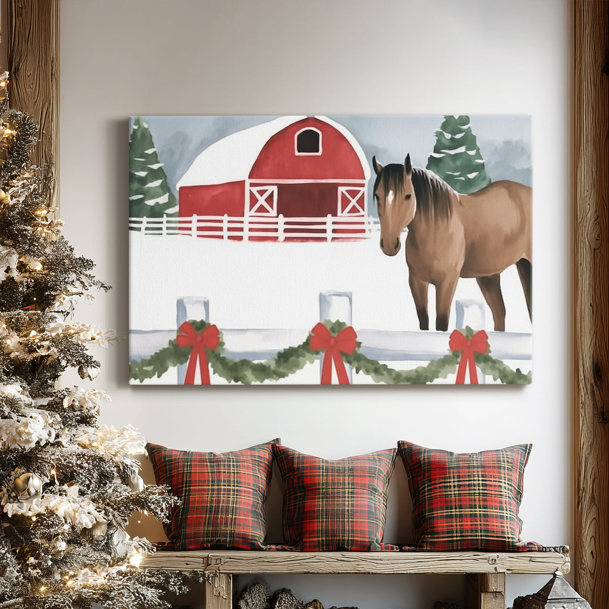Crimson Morning Wreath - Canvas Art Print