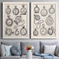 Pocket Watch Sketches I - Premium Framed Canvas 2 Piece Set - Ready to Hang