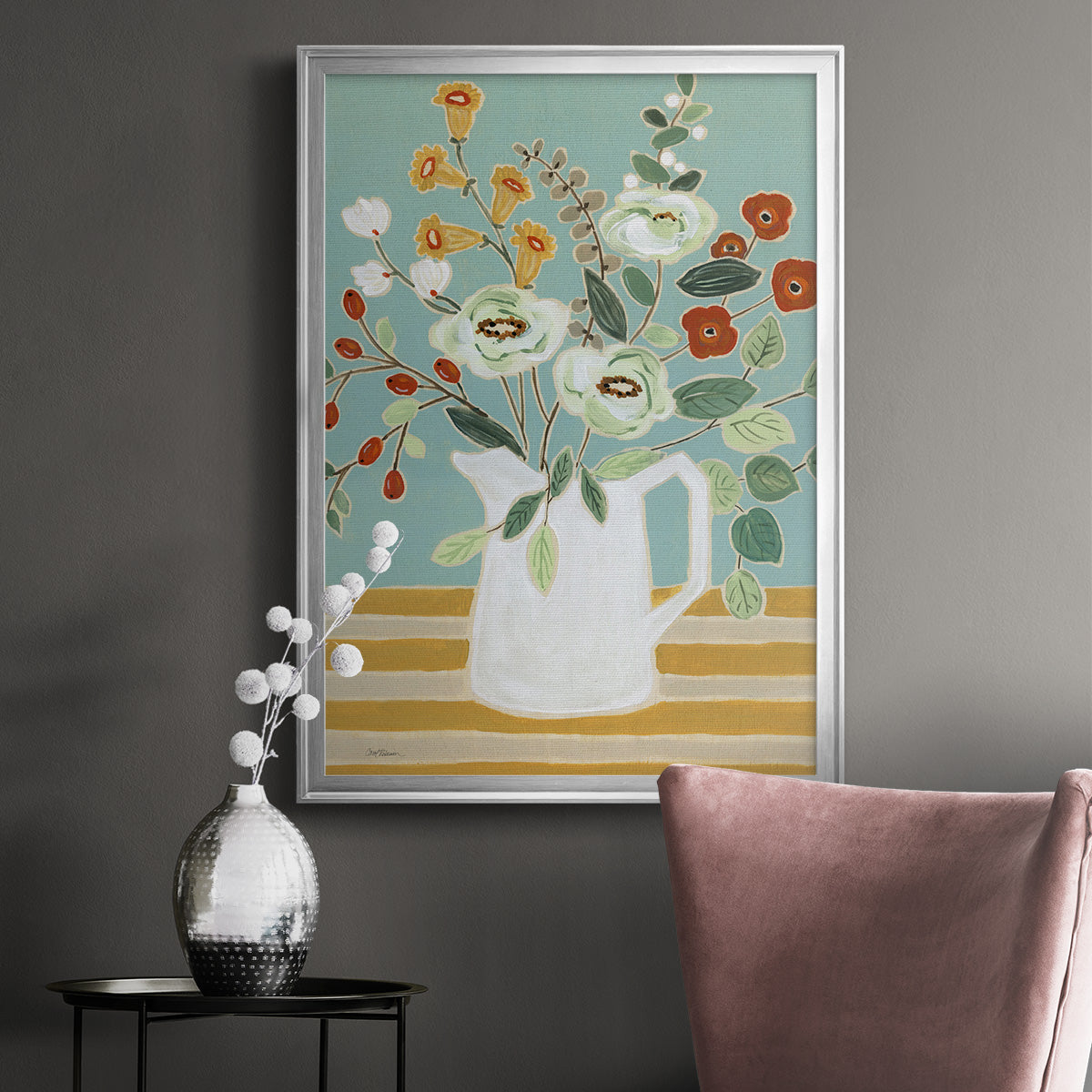 Joyful Blossoms II - Modern Framed Canvas Print