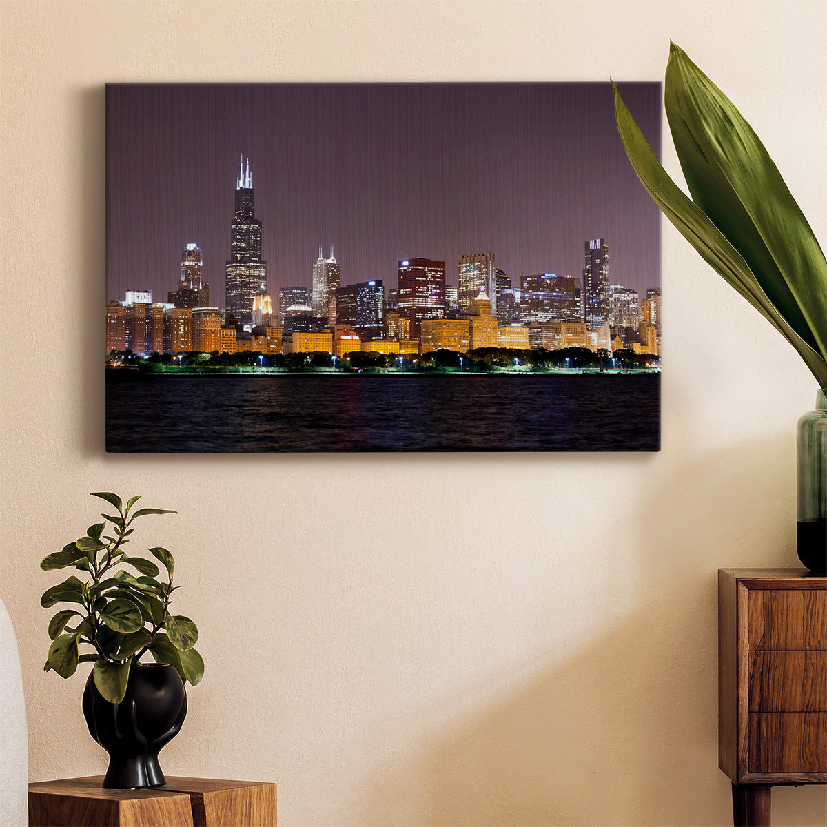Late Night City Chicago - Canvas Art Print