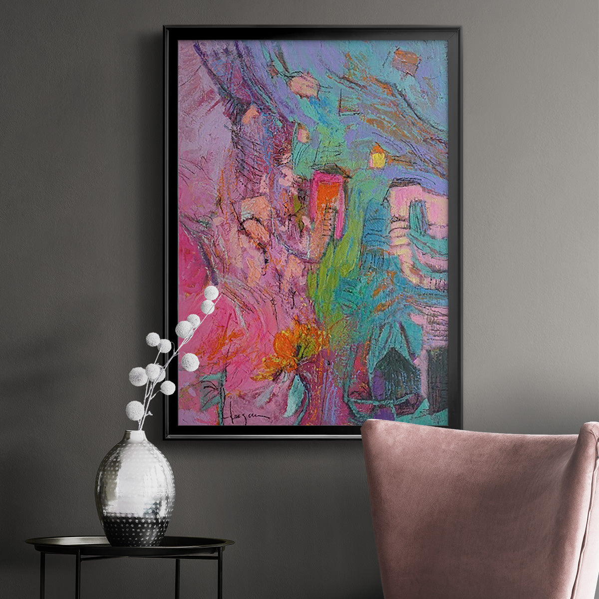 My Pink House - Modern Framed Canvas Print