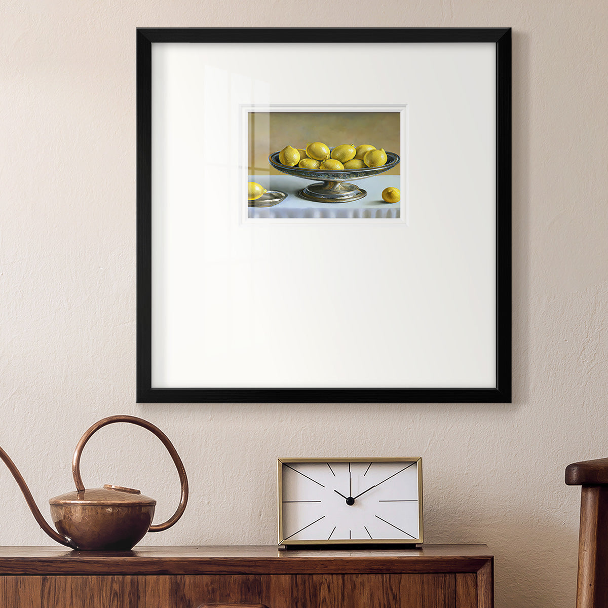 Silver Lemons Premium Framed Print Double Matboard