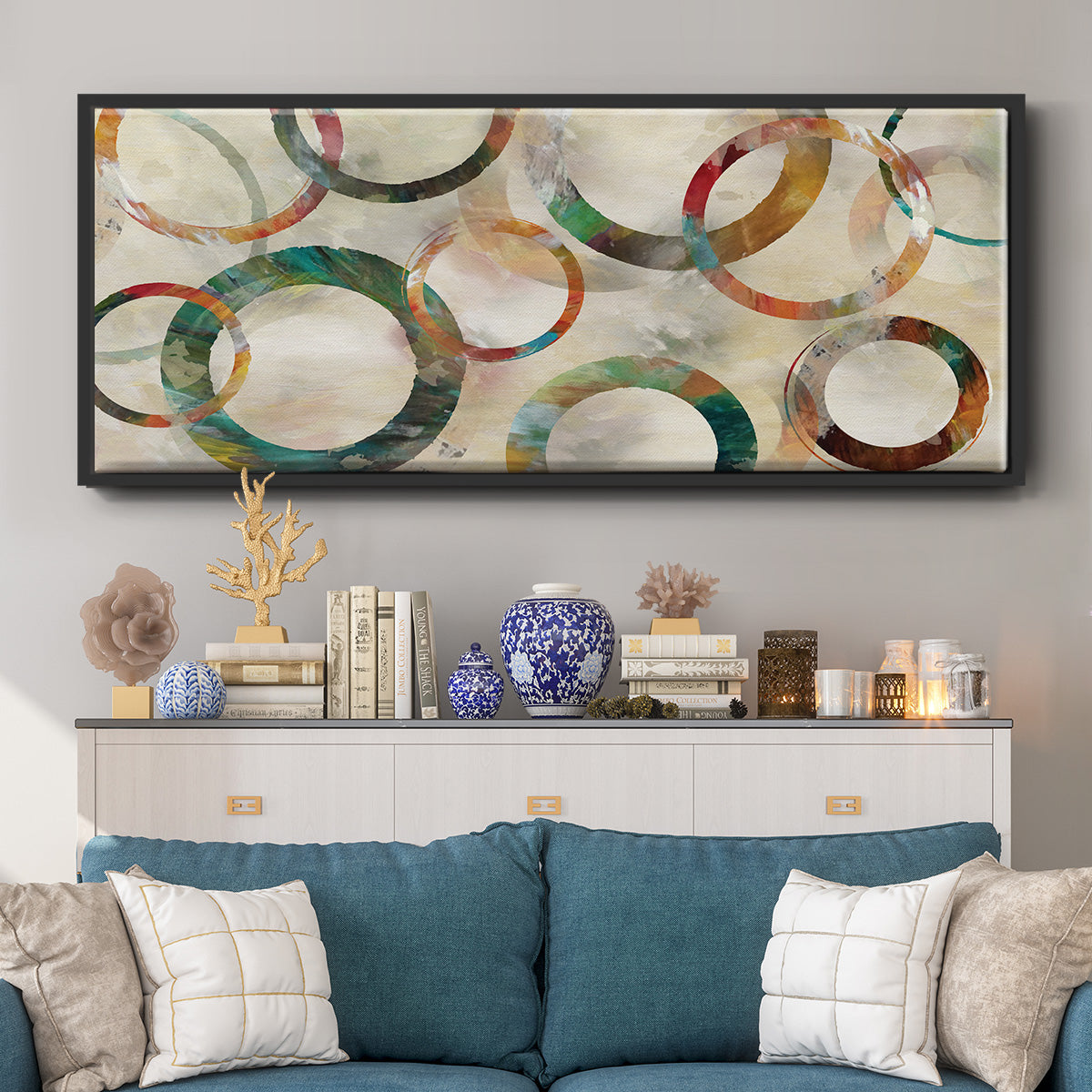Rings Galore - Floater Framed Canvas Print