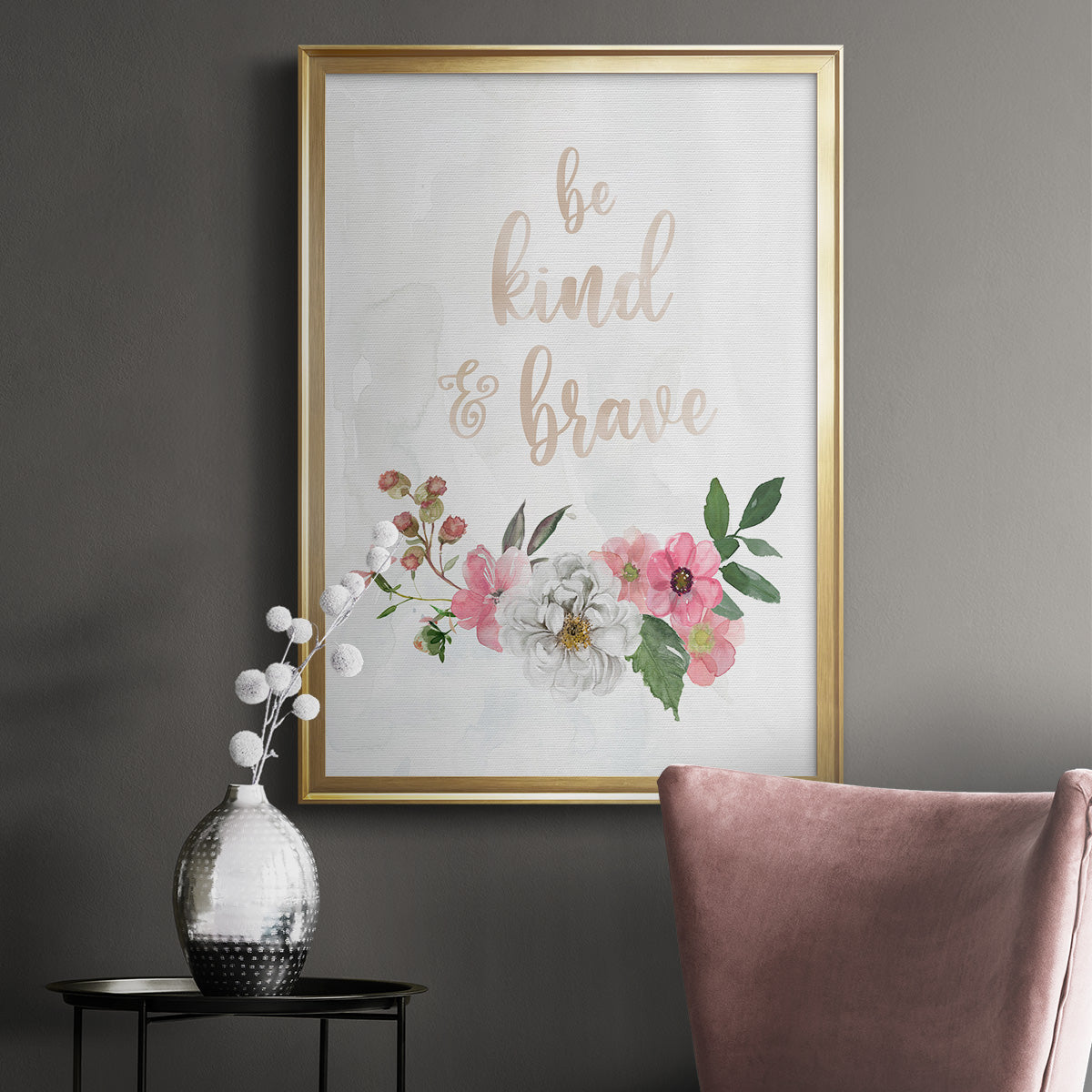 Be Kind and Brave - Modern Framed Canvas Print