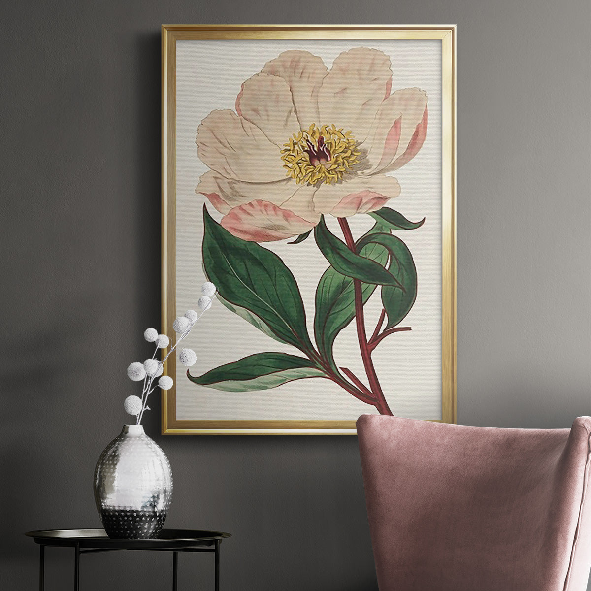 Pink Floral Mix VII - Modern Framed Canvas Print