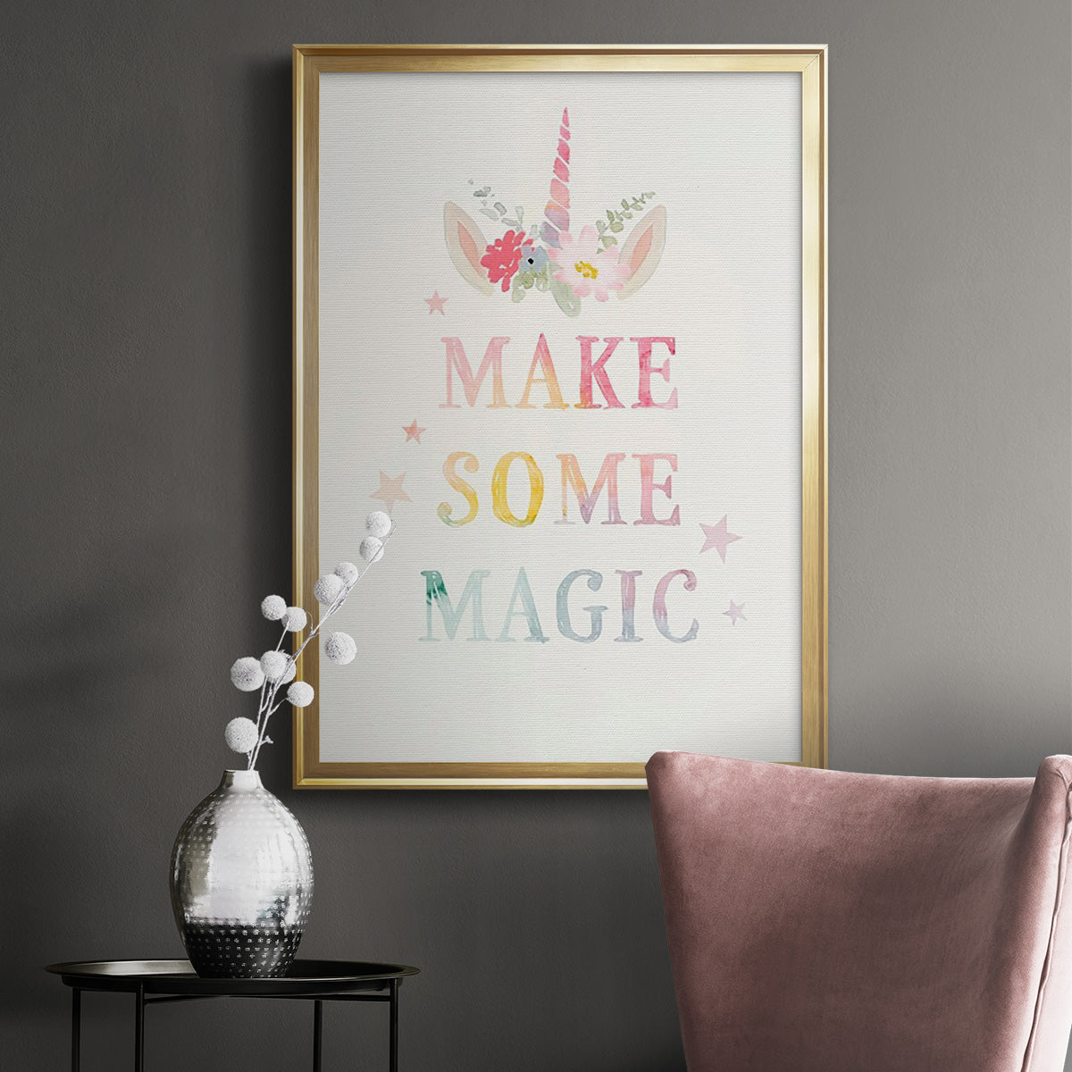 Sweet Unicorn IV - Modern Framed Canvas Print