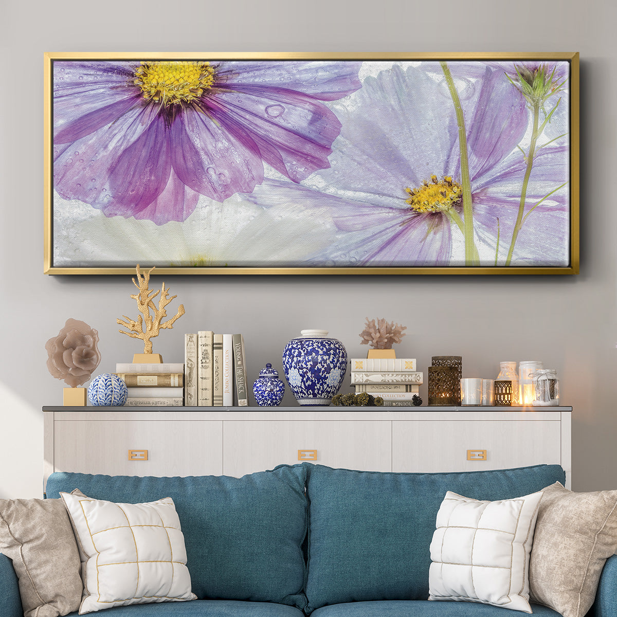 Frozen Floral II - Floater Framed Canvas Print