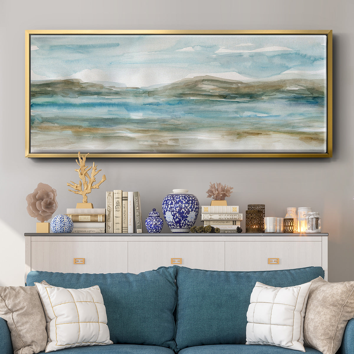 Peaceful Beach I - Floater Framed Canvas Print