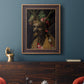Surreal allegorical portrait representing the four seasons by Giuseppe Arcimboldo in an ornate bronzed mahogany wood frame displayed in a dark-toned interior setting.