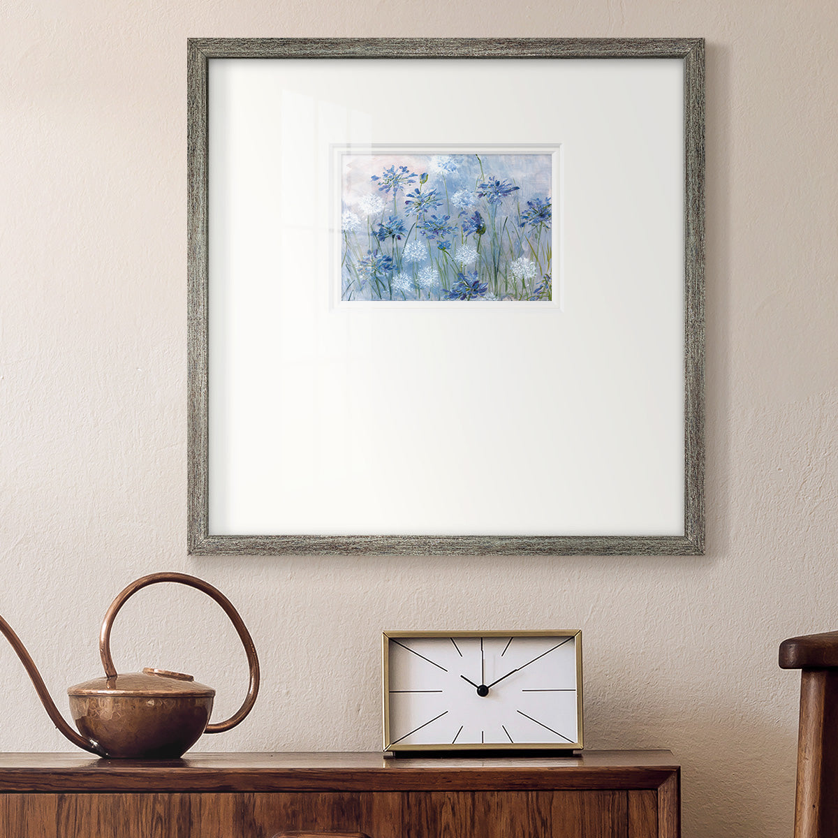 Dandelion and Agapanthus Premium Framed Print Double Matboard