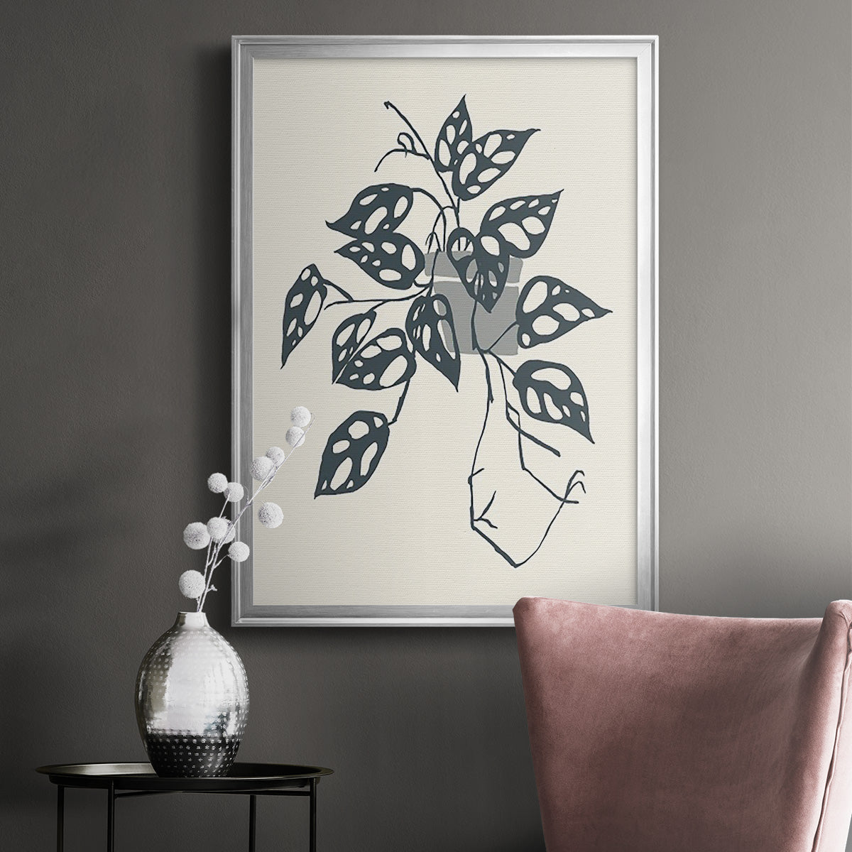 Growing Leaves III - Modern Framed Canvas Print