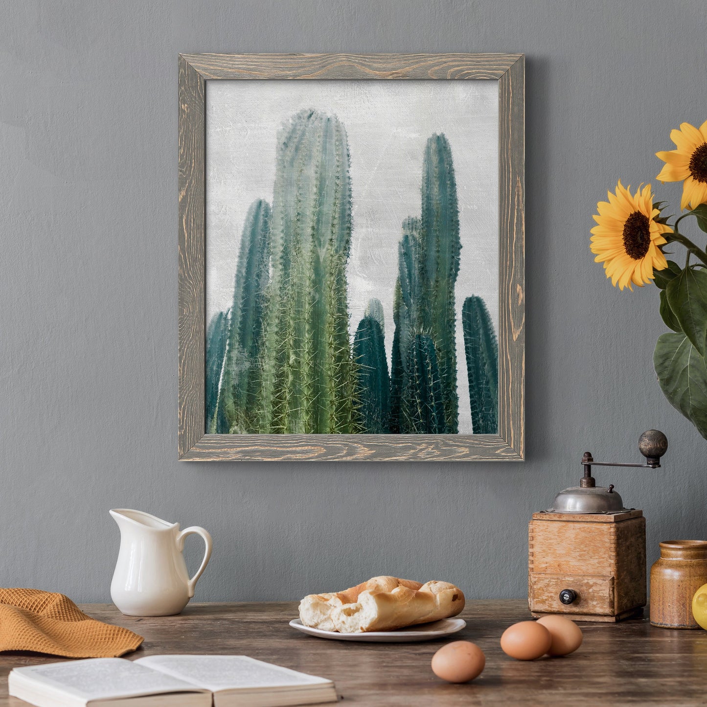 Aruba Cacti I - Premium Canvas Framed in Barnwood - Ready to Hang