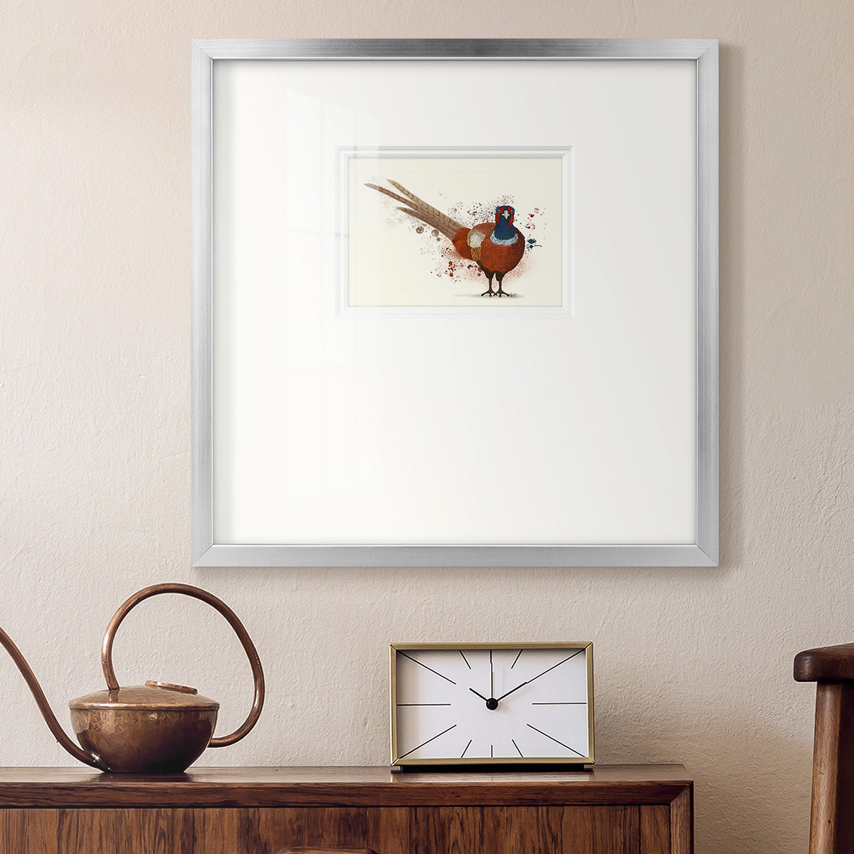 Pheasant Splash 7 Premium Framed Print Double Matboard