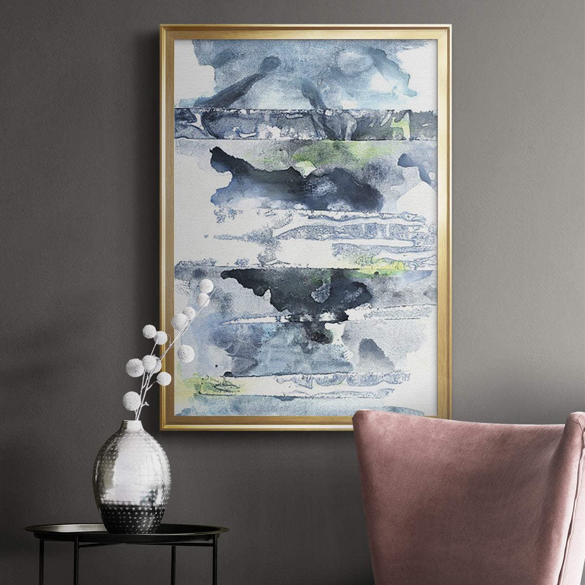 Blue Memories II - Modern Framed Canvas Print