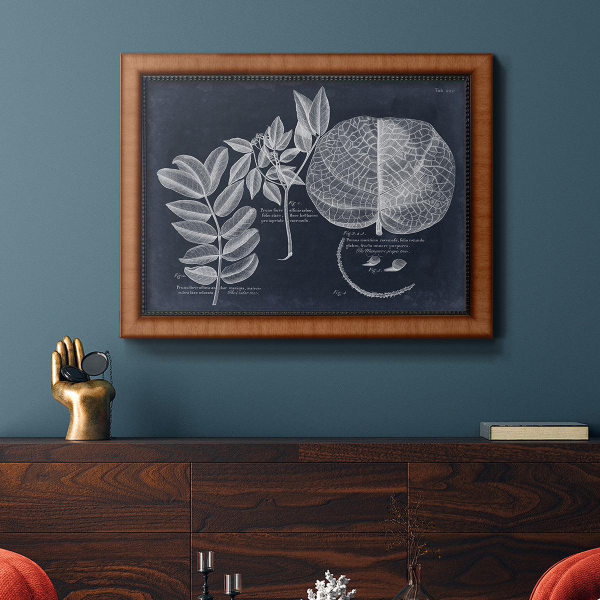 Foliage on Navy I Premium Framed Canvas- Ready to Hang