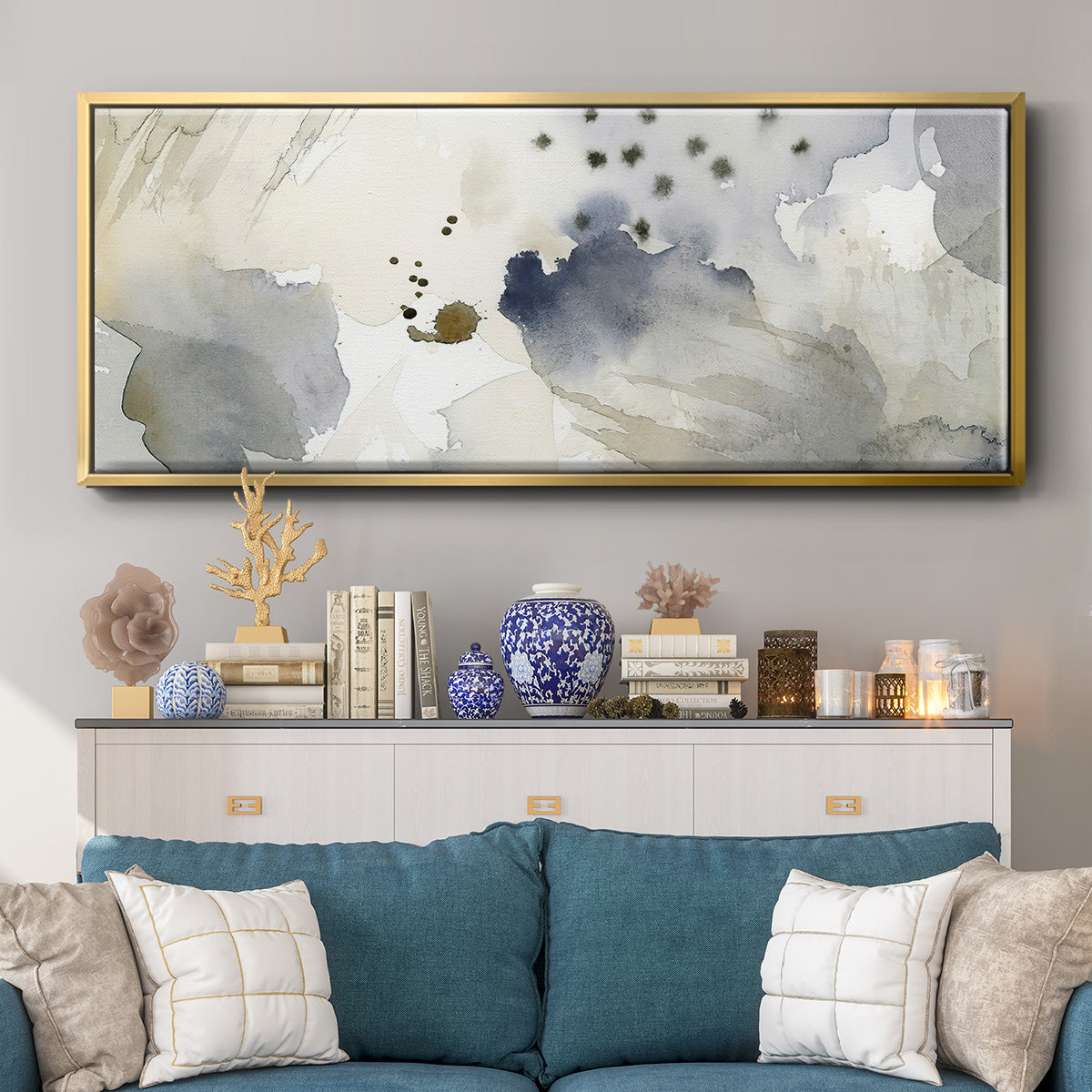 Dried Bergamot in Mist II - Floater Framed Canvas Print