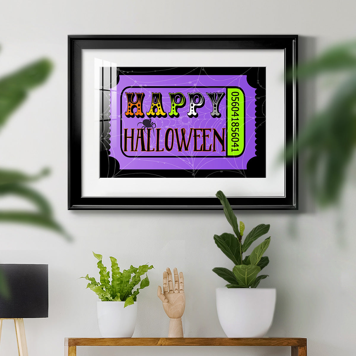 Happy Halloween Ticket - Modern Framed Art Print