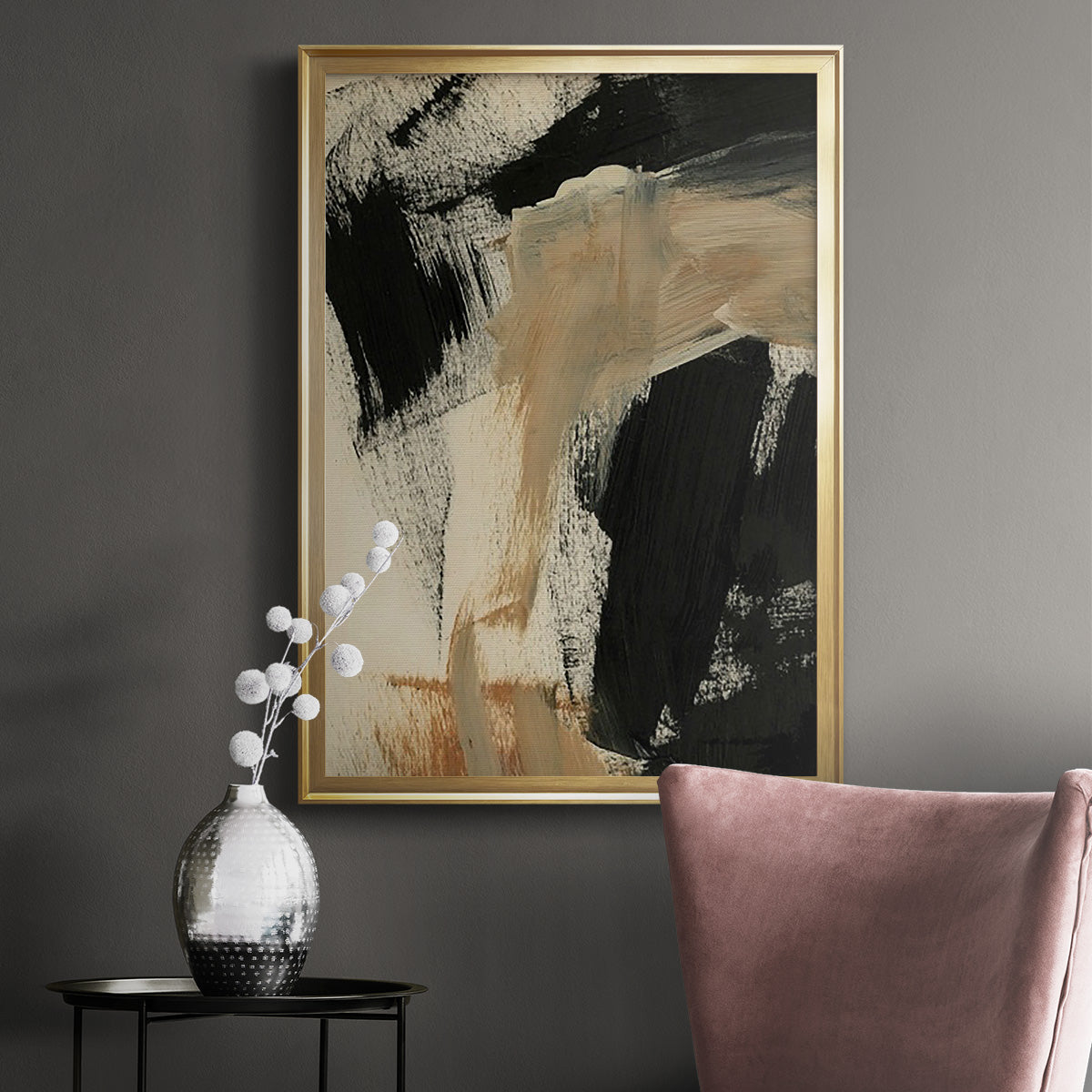 Baked Paintstrokes IV - Modern Framed Canvas Print
